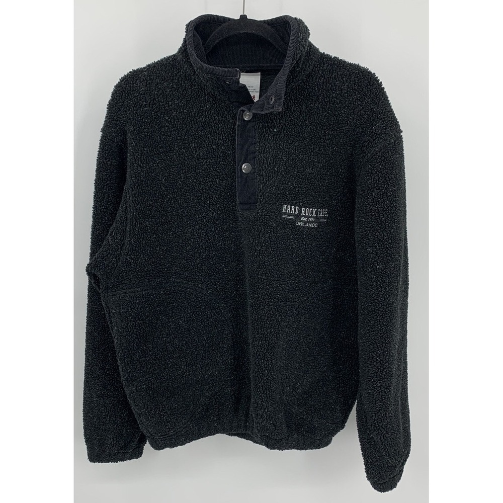 Vintage Hard Rock Cafe Orlando Pullover Sherpa Corduroy Button Collar Men's S